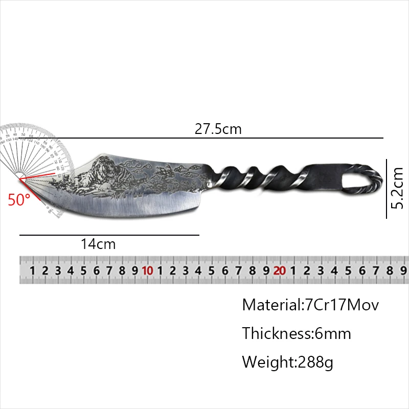 Forged Kitchen Meat Cleaver High-Carbon Steel Chef Knife Full Tang Butcher Knife Slicing Boning Peeling Paring Cutting Tools