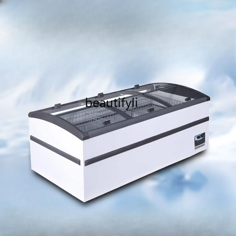 

Commercial Seafood Quick Freezer Double-Sided Curved Combination Cabinet Horizontal Display Freezer Ice Cream Cabinet