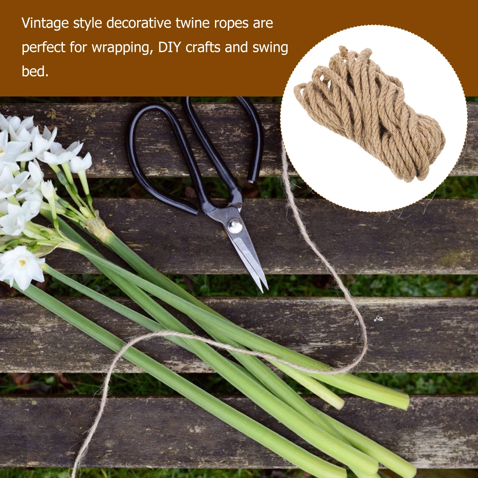 

1 Bundle Thick Natural Jute Rope For Crafts Twine Rope Multi-Functional Diy Decorative String Home Garden Fence Swing