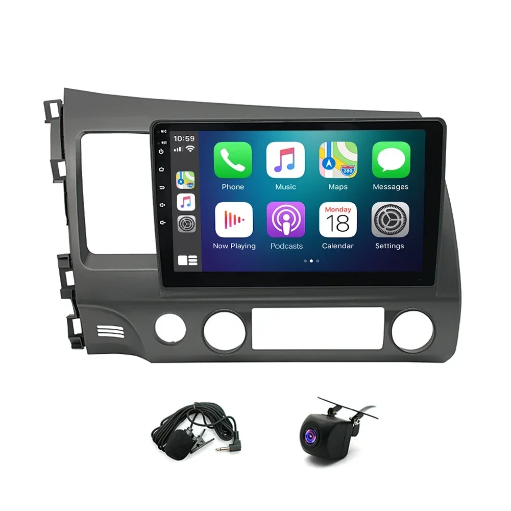 For 2006-2011 Honda Civic Android 13 In-Car Navigation System 10in Built-in with CarPlay+Android Auto/4+64GB - Left-Hand Drive