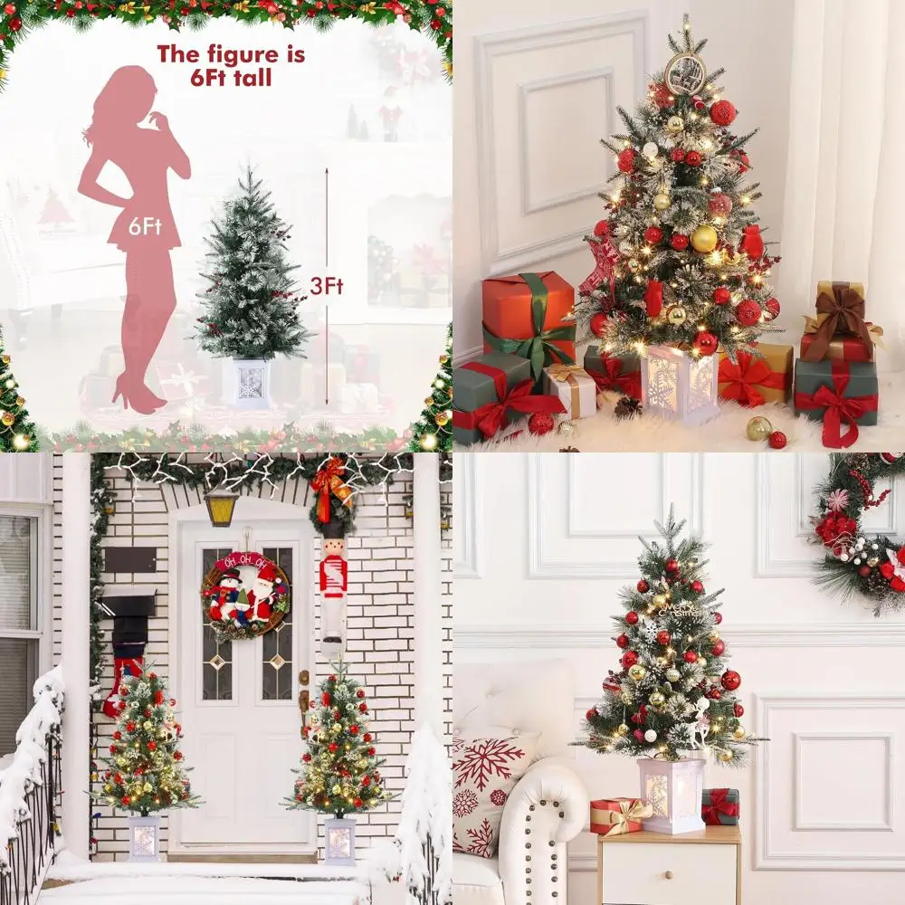 

Искусственная рождественская елка с предварительной подсветкой на 3 фута и 78 светодиодными лампами для дома и офиса, простая установка