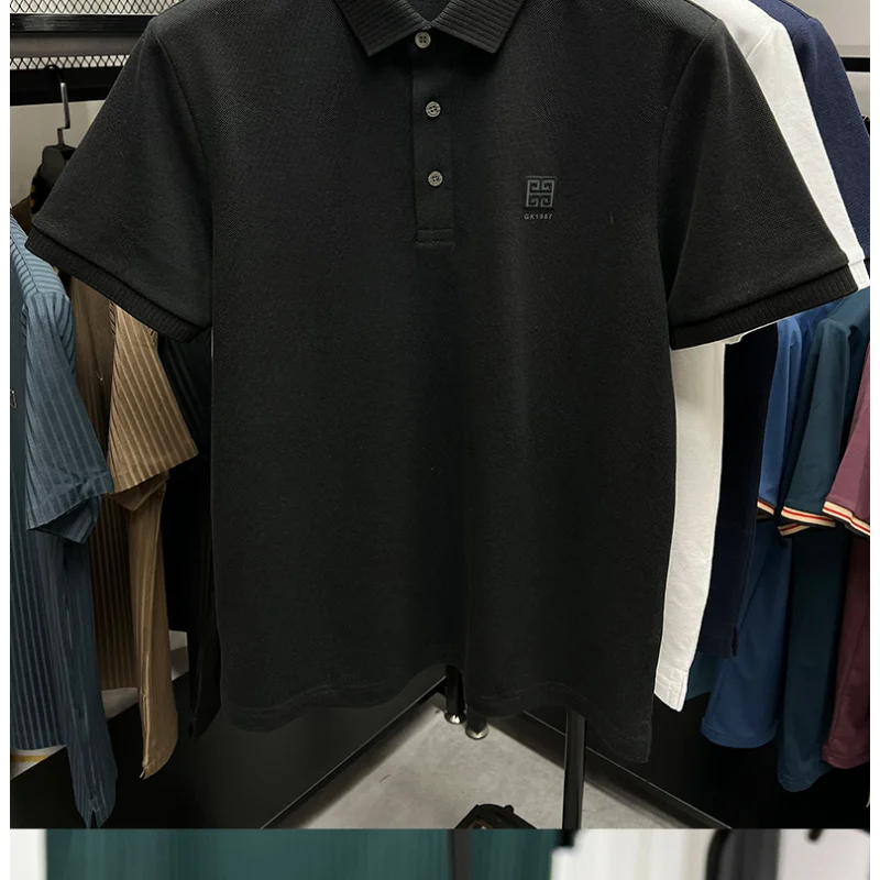 Polo de manga corta con solapa para hombre, camisa informal de marca de lujo, de alta calidad, con estampado de moda, de diseñador, M-4XL, 100%