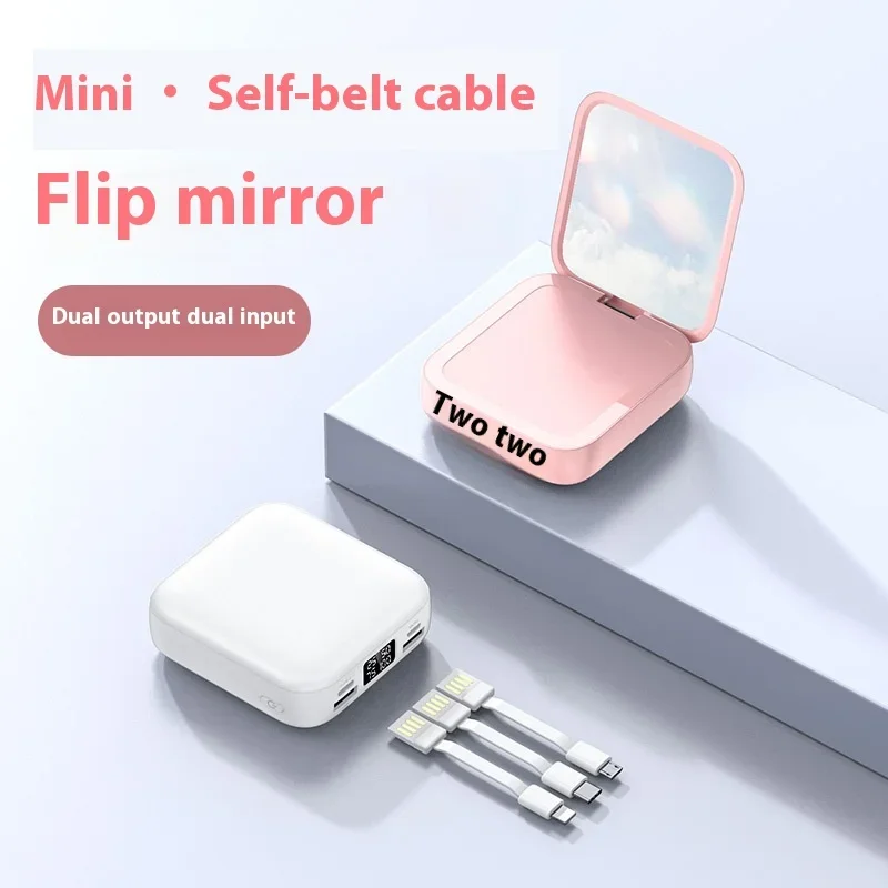 Mini Power Bank 20000mAh Makeup Mirror Portable Fast Charge External Battery Pack for iPhone Xiaomi Samsung S24 Huawei Poverbank