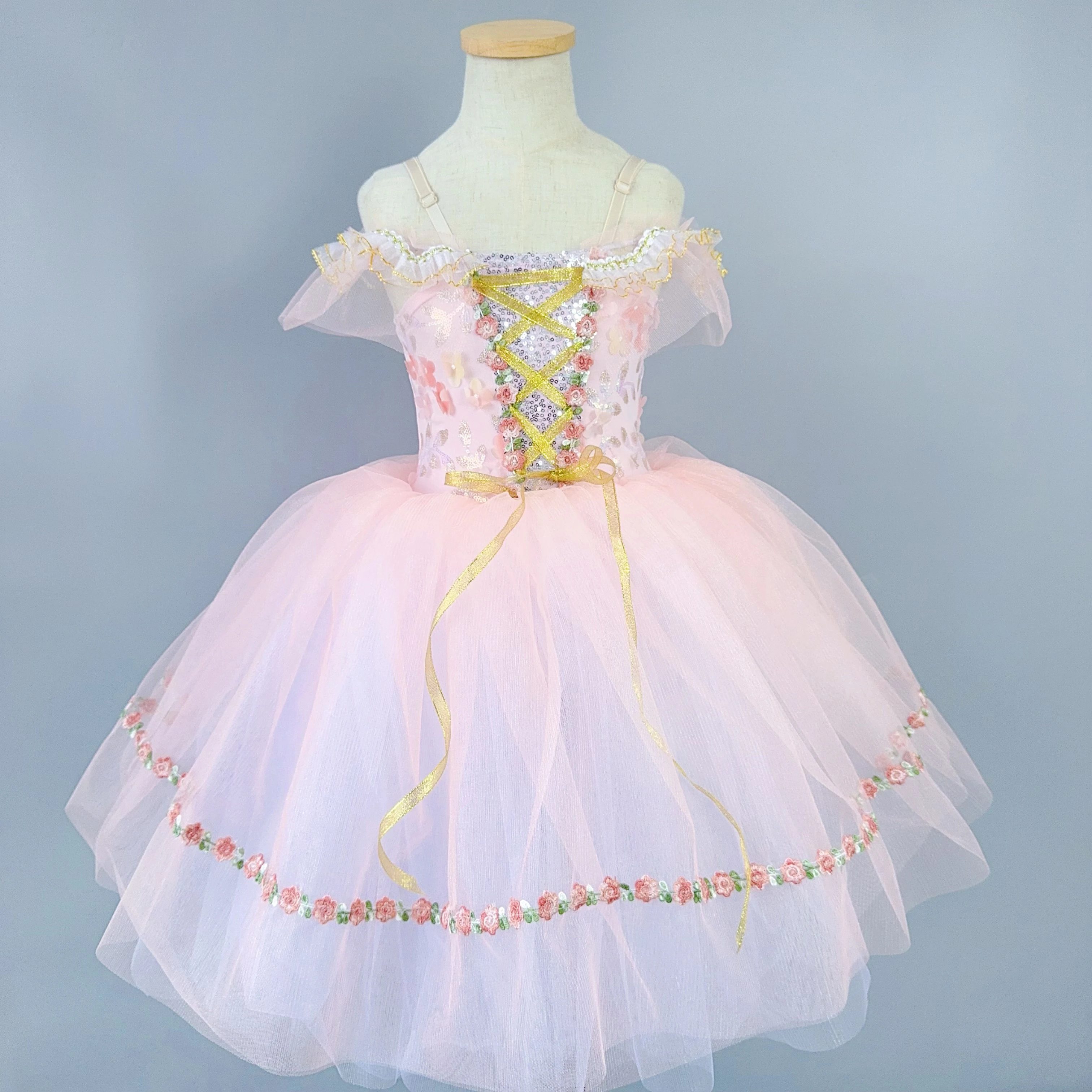 

Детское романтическое балетное платье-пачка для выступлений, танцевальное праздничное платье с цветочным узором, детские балетные юбки, современный танцевальный костюм для девочек, балетная одежда