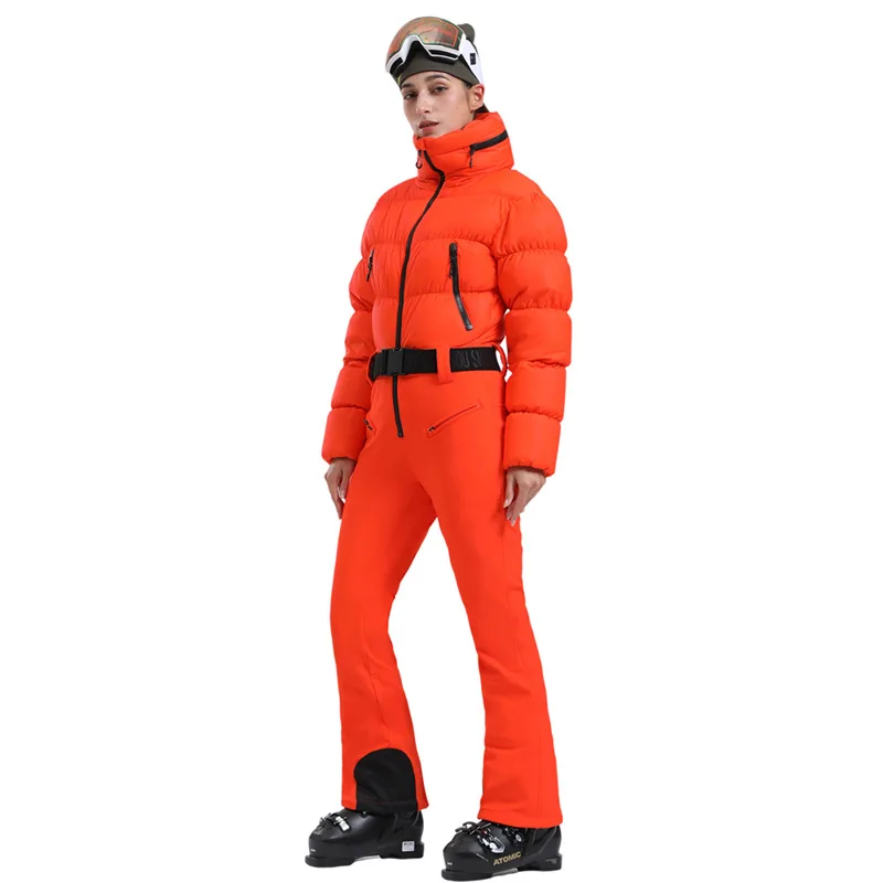 Gsou Snow Winter Warm One Piece Ski Suit Wear-resistant Waterproof Down-filled Ski Wear Outdoor Female Snowboard Snowsuit