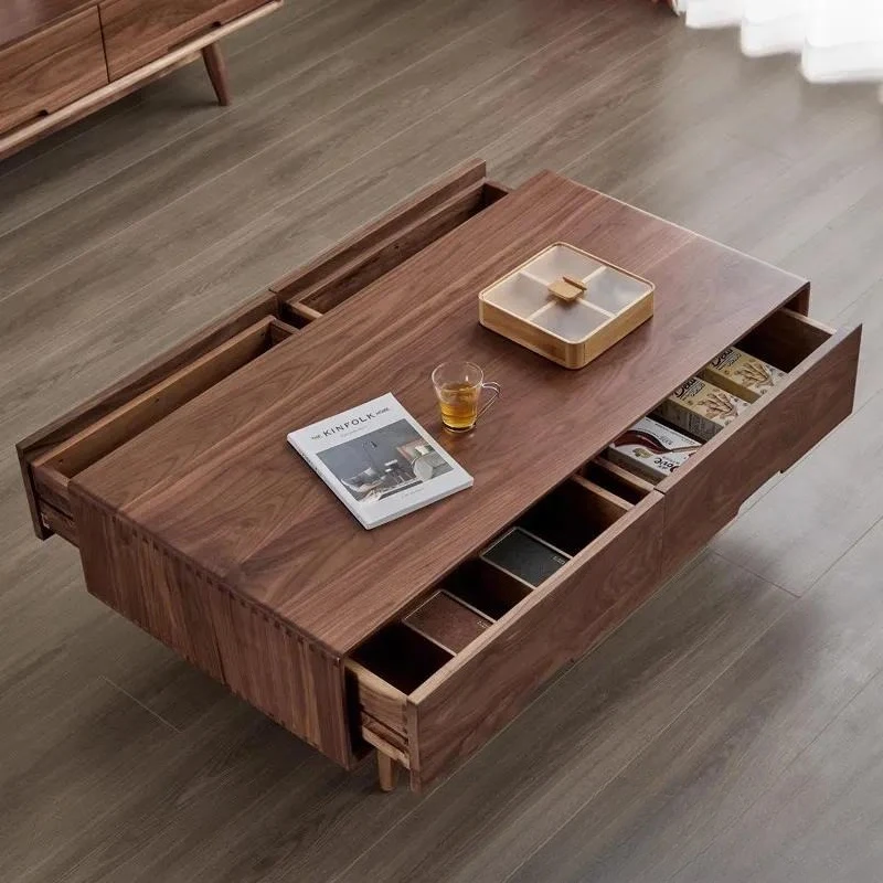 Solid Wood Coffee Table and TV Cabinet Combo Simple Modern Japanese Style 2023 New Living Room Home Light Luxury High End