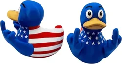 Middle Finger Duck Rubber Ducks Finger Trump Bidem with Jeep Car Truck Dashboard Interior Us Flag Pattern Small Yellow Duck