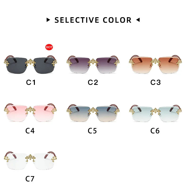 Steampunk Randlose Quadratische Sonnenbrille Männer 2026 Luxus Marke Vintage Schneiden Objektiv Sonnenbrille Für Männliche Trendy Rahmenlose Shades UV400 – Detail 6