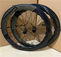 700C 65mm Depth Prin ceton Road Bicycle Wheelset U Shape Carbon Fiber Disc Brake Clincher Wheels UD Glossy ruedas 700c carretera