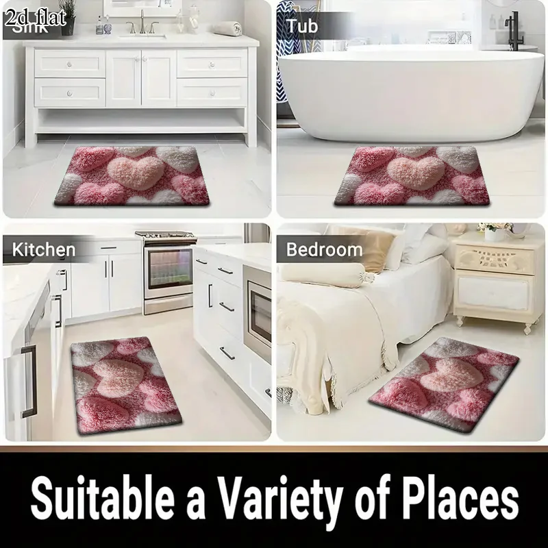 Pink heart runner rug placed in a living room setting