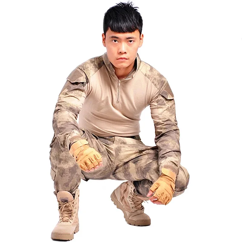 Camouflage Tactical Military Uniform Army Paintball Cargo Pants Combat Shirts Multicam Tactical Pants with Knee Pads