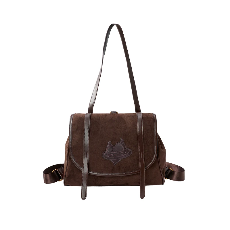 ELFSACK Y2K Women's Suede Heart Embroidery Backpack