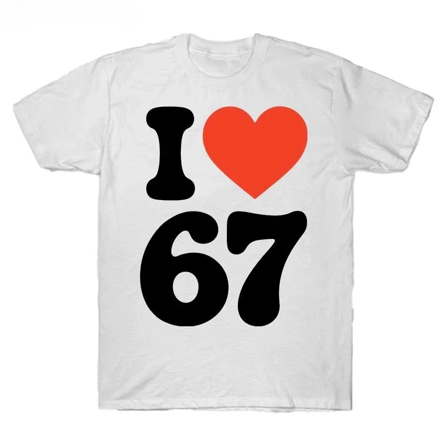 Meme I Love 67 Printed T Shirt for Women Streetwear Short Sleeve Round Neck Top Womens T-Shirt Casual Clothing Aesthetic Clothes