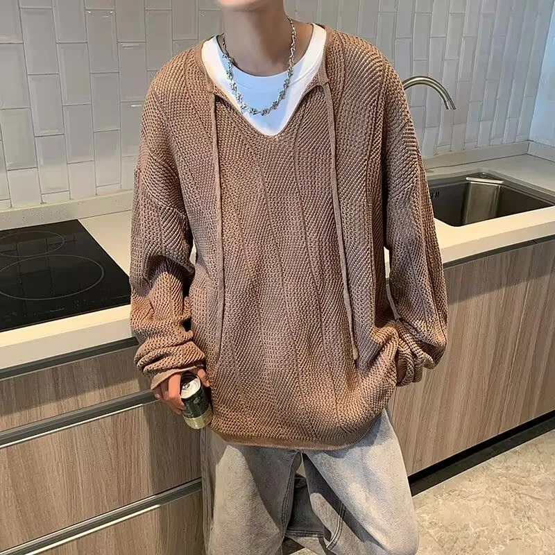 Retro Niche Loose Hollow Out Sweaters Men Long-sleeved Versatile Personality Summer Breathable Harajuku Casual Simple Slouchy