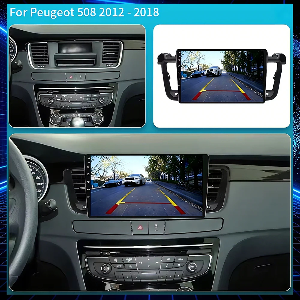 Android 17 Auto Car Radio Carplay for Peugeot 508 2011-2018 9inch 2K Multimedia Head Unit GPS Navigation DSP Stereo AutoRadio