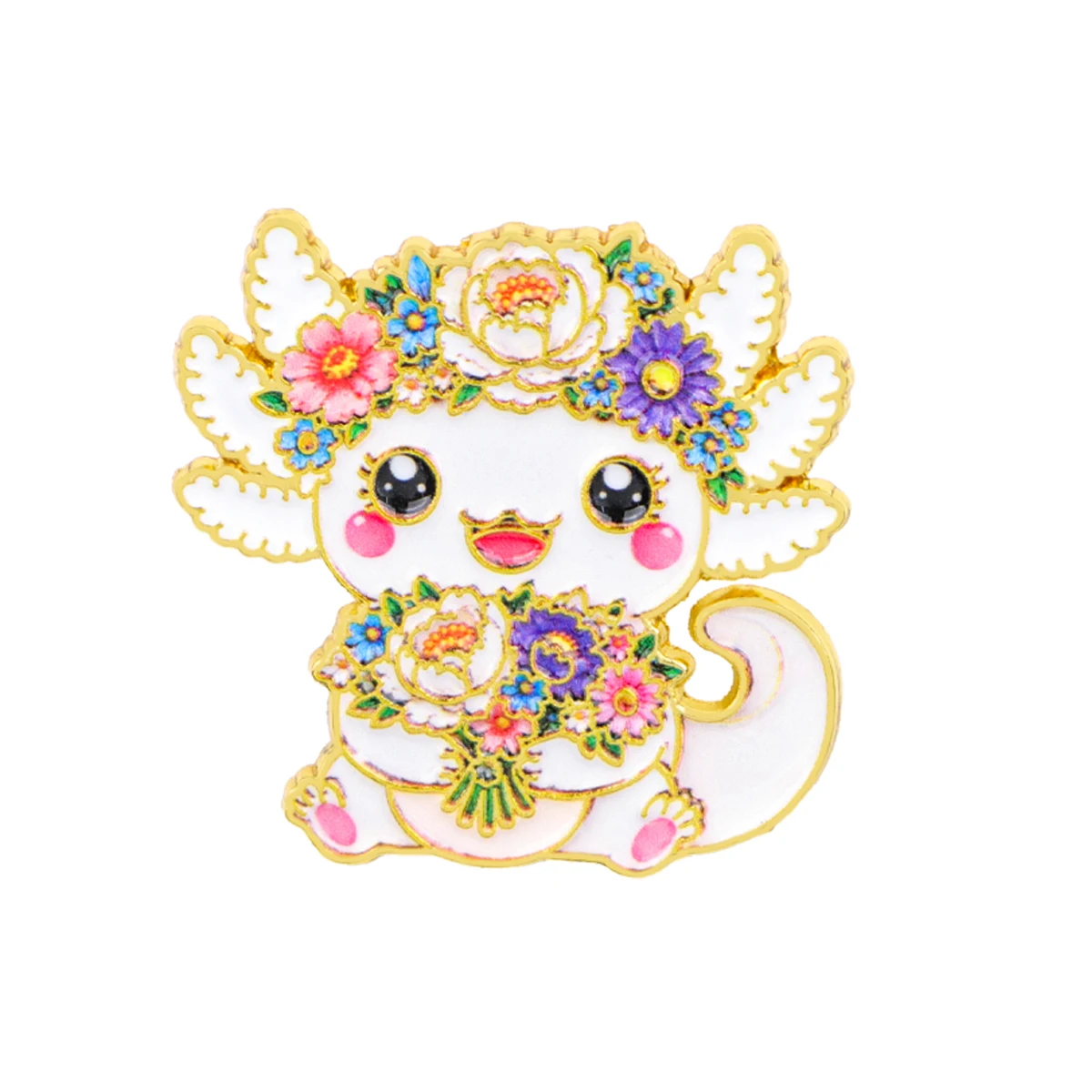 4-teiliges Set mit niedlichen Blumen-Axolotl-Emaille-Pins, Cartoon-Salamander-Abzeichen, Brosche für Jacken, Taschen, Kleidung, Sammlerstück, Geschenk – Detail 7