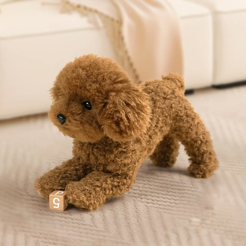 Simulation Teddy Dog Plush Toy Realistic Poodle Stuffed Animal Doll With Skeleton Soft Companion Gift For Adult Pet Lovers