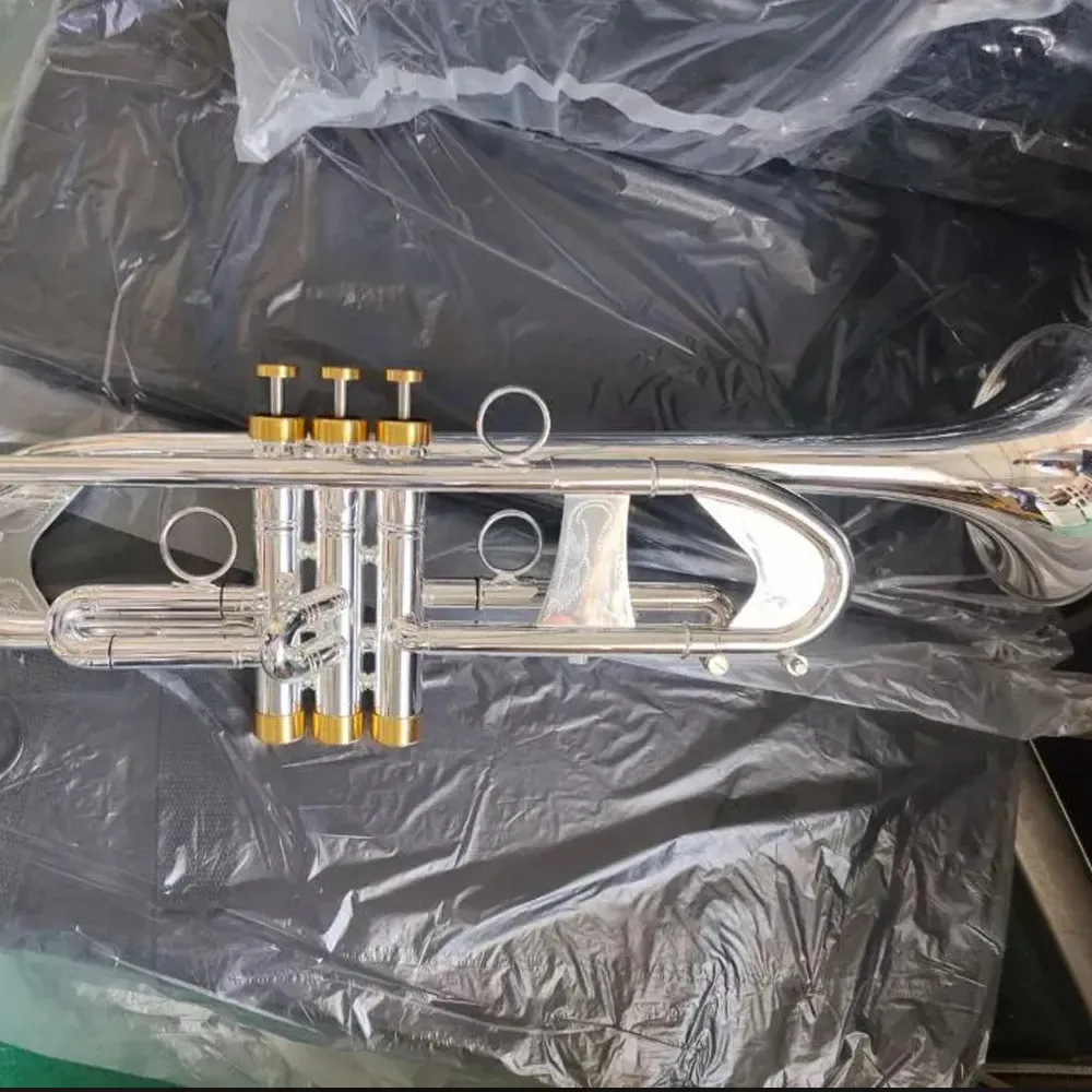 

2026 hot new New Brass190-77 Bb Trumpet Silver Golden Key Professional Instruments with case