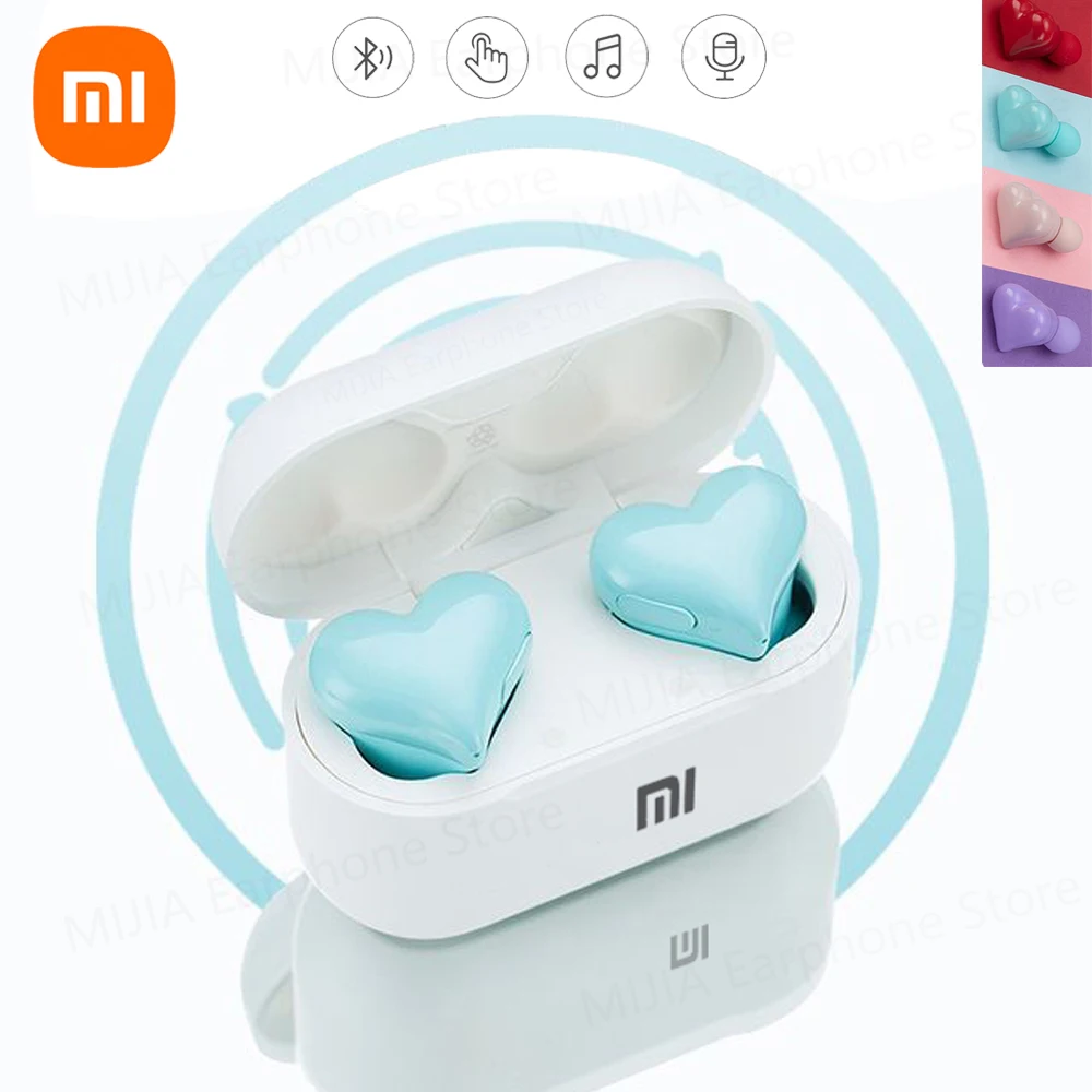 XIAOMI TWS Earphone Heart Shaped In Ear Headset Women Fashion Wireless Touch Cotrol Music Headphone Fashion Earbuds For Girls