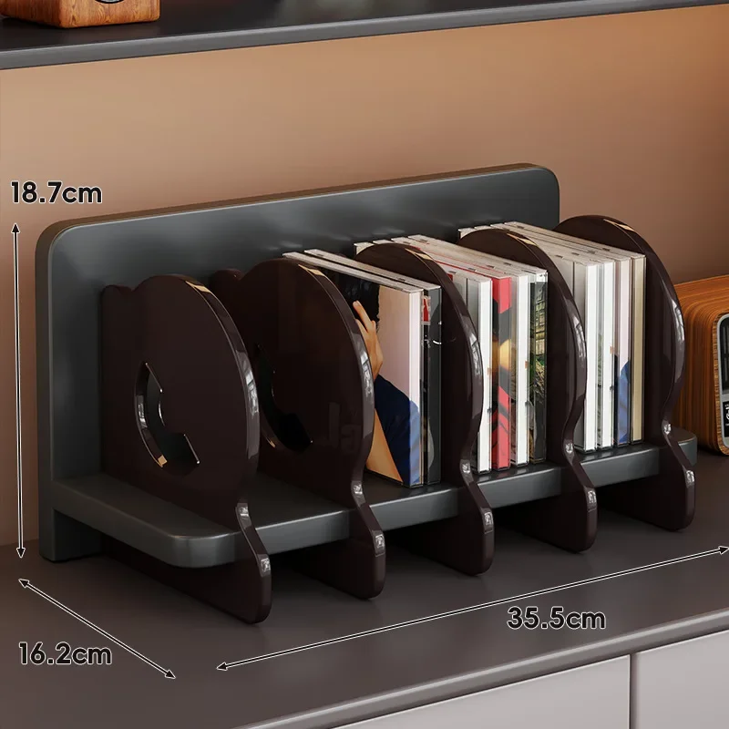 

Акриловая подставка для CD-дисков, органайзер для хранения медиа, цвет орех/черный, многосекционная подставка для CD-дисков с отделениями