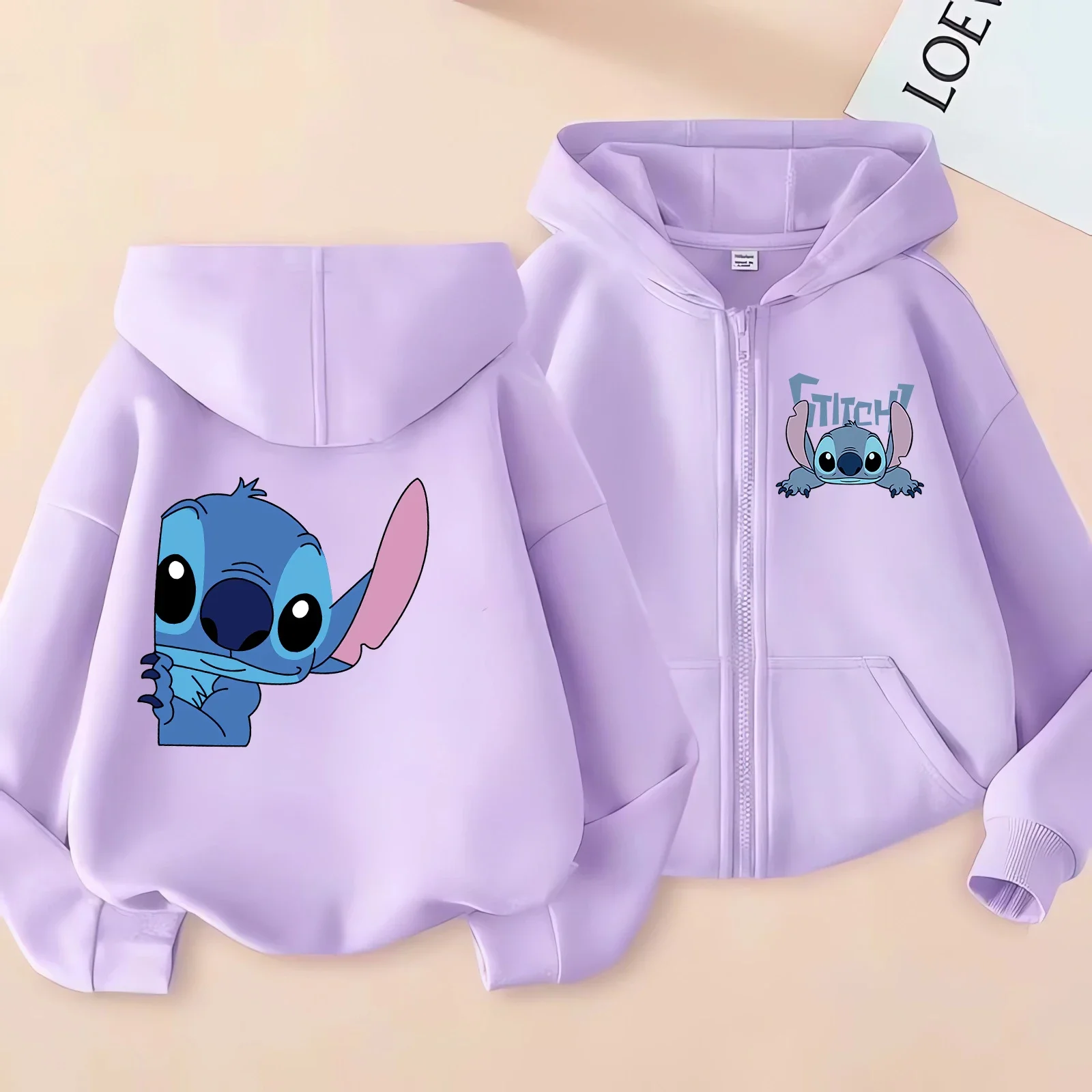 Divertidas sudaderas con cremallera, Sudadera con capucha de punto, ropa para niños, chico, niña, niño, sudadera de Lilo y Stitch, Sudadera con capucha con cremallera, Top informal para bebé