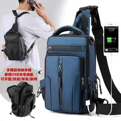 Sac à bandoulière étanche pour homme, sac à dos multidirectionnel, sac de poitrine One Initiated, chargement USB portable, mode