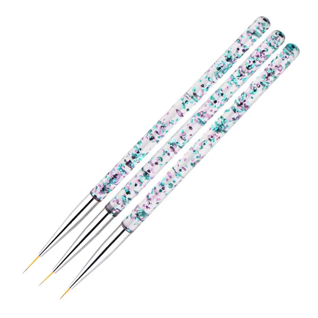 3Pcs Nail Art Brushes Set for Fine Line Tips Drawing Tiny Details Pens