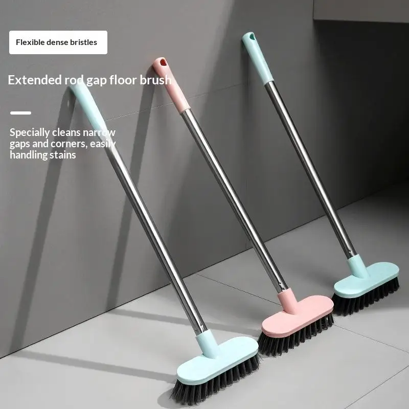Stiff Bristle Floor Scrub Brush Long Handle Heavy Duty Deck Scrubber for Swimming Pool Edge Garage Concrete Floor Cleaning