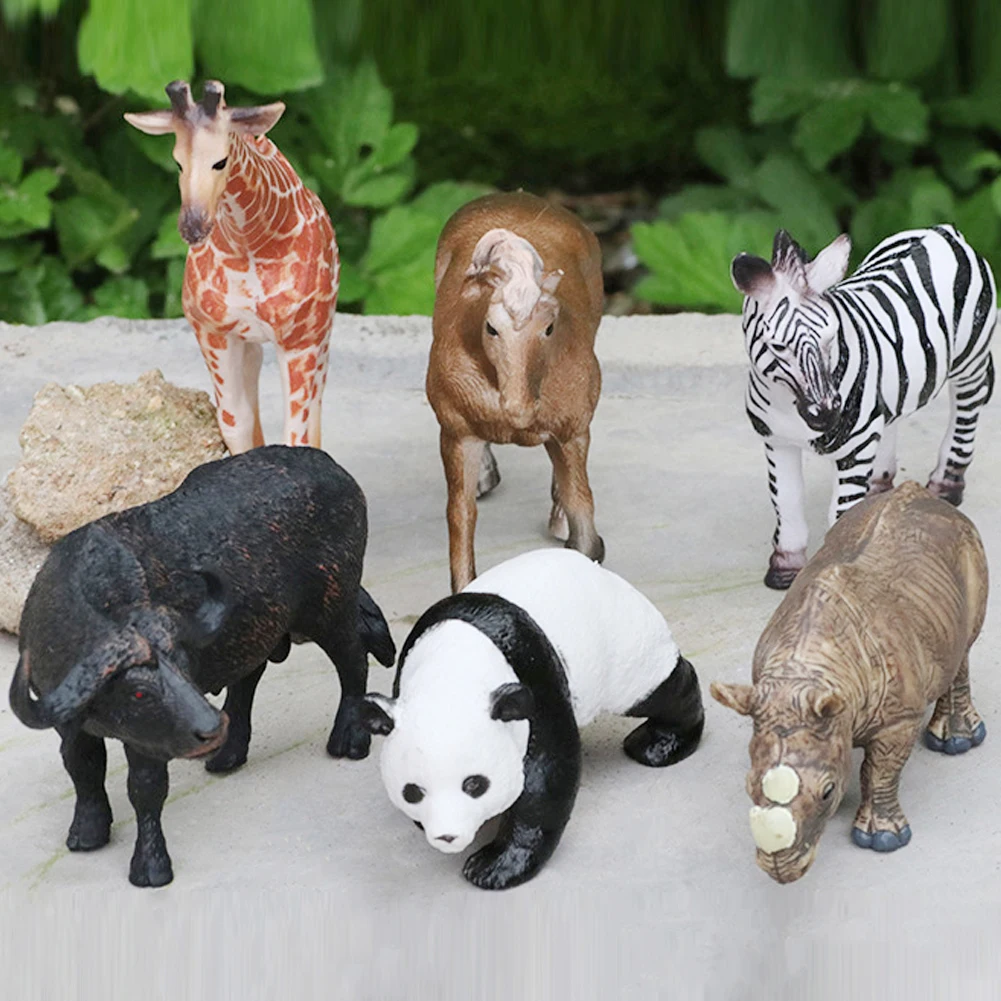 Wild Animal Elephant Lion Graffe Brown Bear Action Figures Simulation Wildlife Sika Deer Hippo Zebra Crocodile Figurines Kid Toy