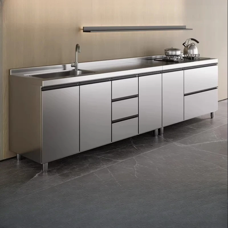 Gabinete nórdico de acero inoxidable, gabinete moderno de diseño para fregadero de cocina, muebles de cocina de alta gama, Mueble De Cocina FYKC