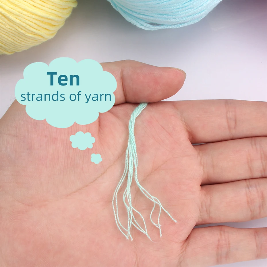 3 Stück 100% Bio-Baumwollgarn, maschinenwaschbar, für Erwachsene und Babys, für Pullover/Handschuhe/Schals/Mützen usw. 50 Gramm (1,76 Unzen) 125 Meter (136 Yards) – Detail 3