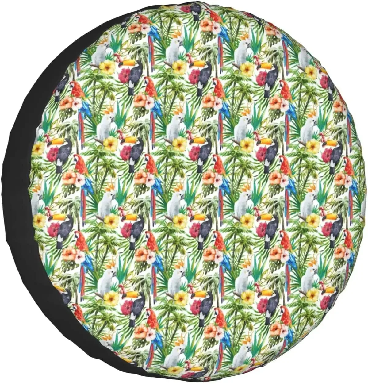 

Toucans Parrot Palm Tree Leaves Printed Spare Tire Cover Waterproof Tire Wheel Protector for Car Truck SUV Camper Trailer Rv 14"