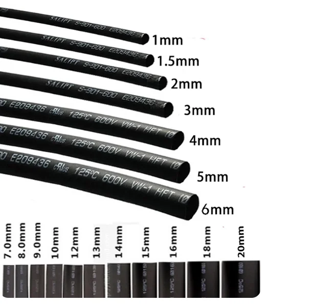 Heat Insulating Sleeve Heat Shrinkable Wire Cable Tube Cover 4/5/6/7/8/9/10/12/14/16/18/20/25/30MM 1MM 1.5MM 2MM 2.5MM 3MM 3.5MM