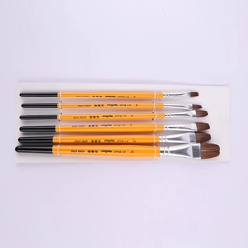 6pcs/Set,high-grade Horse hair brush painting brush, tongue peak row pen acrylic painting pen Watercolor Gouache Painting Pen