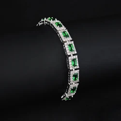 Moonso 18CM Luxury Rectangle Gold Green Silver Color on Hand Bracelet Bangle for Women Anniversary Gift Jewelry Bulk Sell S5779