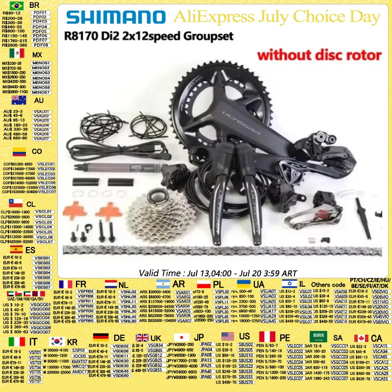 Shimano R8170 Di2 2x12s Groupset ULTEGRA R8100 Crankset 11-30T 11-34T Cassette FD RD R8150 Derailleur For Road Bike Groupset