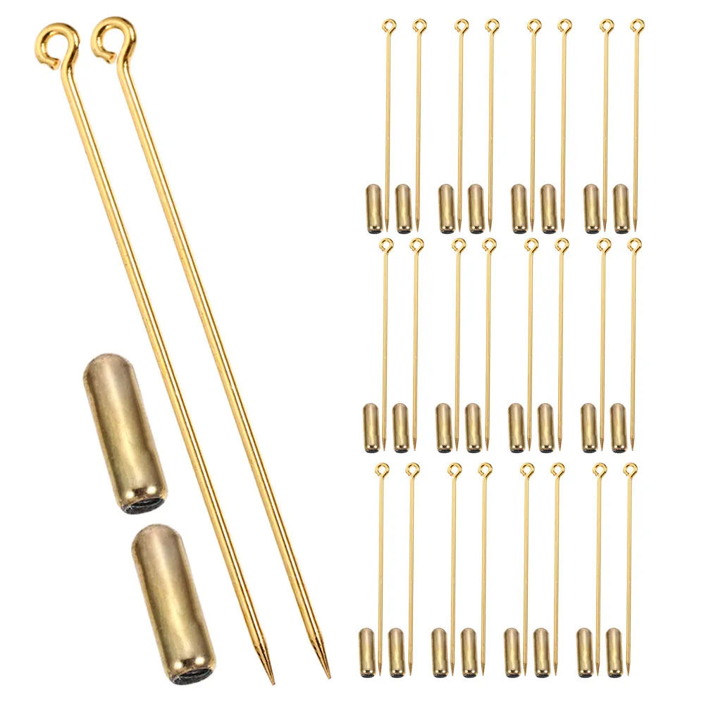 

30 шт. длинных медных булавок-игл 70 мм с фиксаторами для изготовления украшений своими руками, декора шляп, шарфов, лацканов и поделок