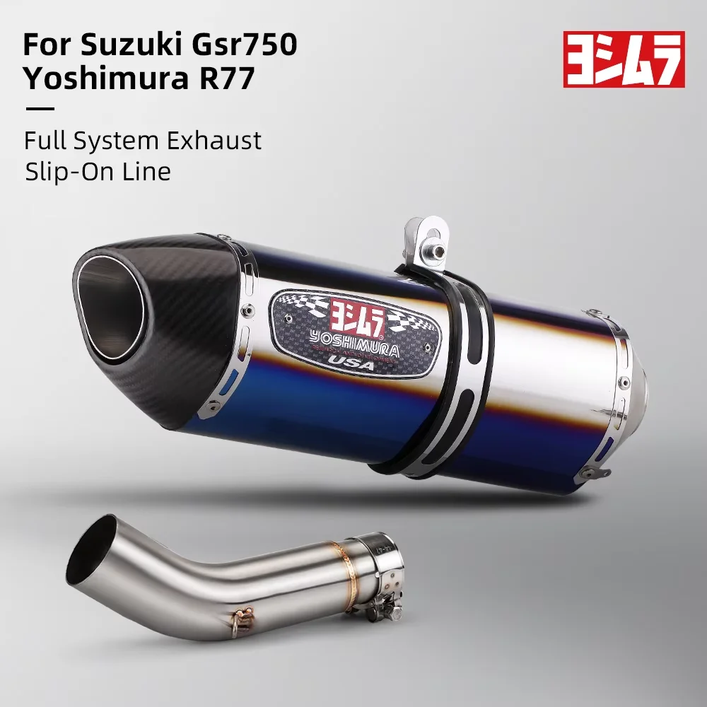 

For Suzuki GSR750 GSR 750 Slip On Middle Tail Link Pipe Motorcycle Exhaust System with Carbon Fiber R77 Escape Muffler
