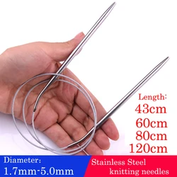 1.2-4.8mm Circular Knitting Needles Length43/60/80/120cm Metal Knitting Pins Crochet Weaving Sewing DIY Sweater Yarn Craft Tools
