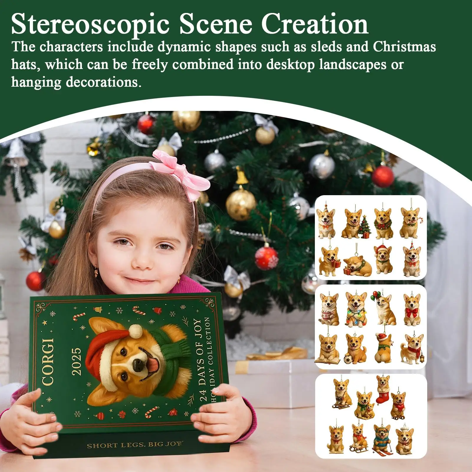 2D الاكريليك جرو تقويم القدوم 24 يوما عيد الميلاد العد التنازلي التقويم 2025 الحيوان قلادة لهدايا تزيين شجرة عيد الميلاد #3