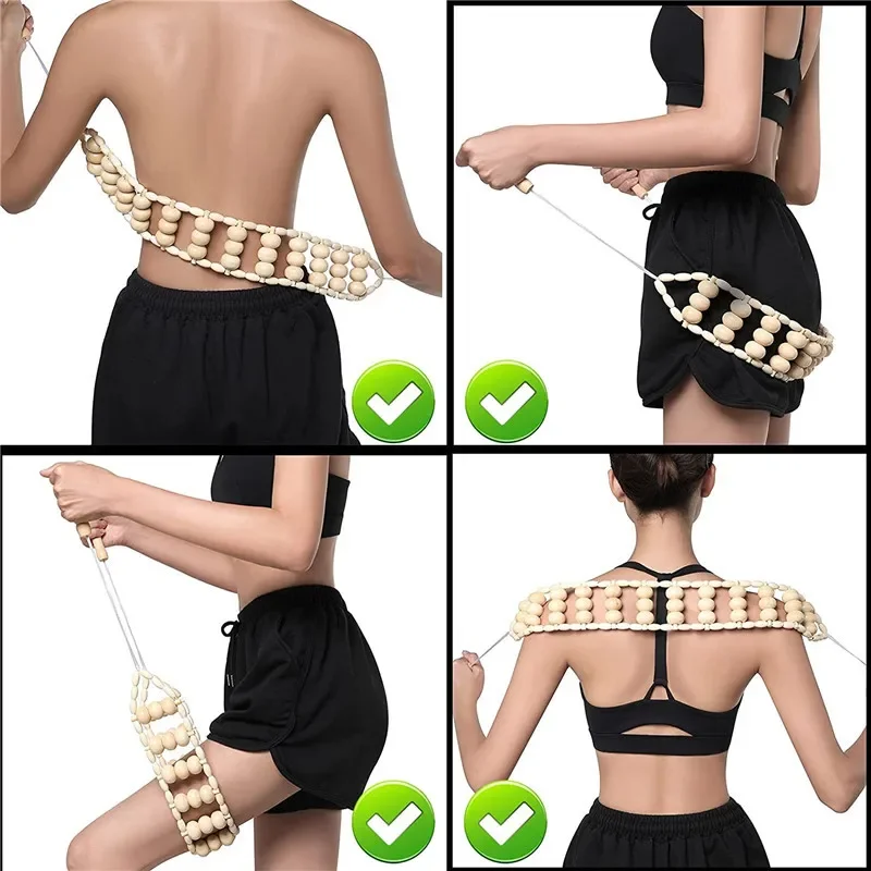 Rodillo de madera para masaje de espalda, herramienta de terapia de celulitis, automasaje para cuello, piernas, alivio del dolor de espalda, cuidado