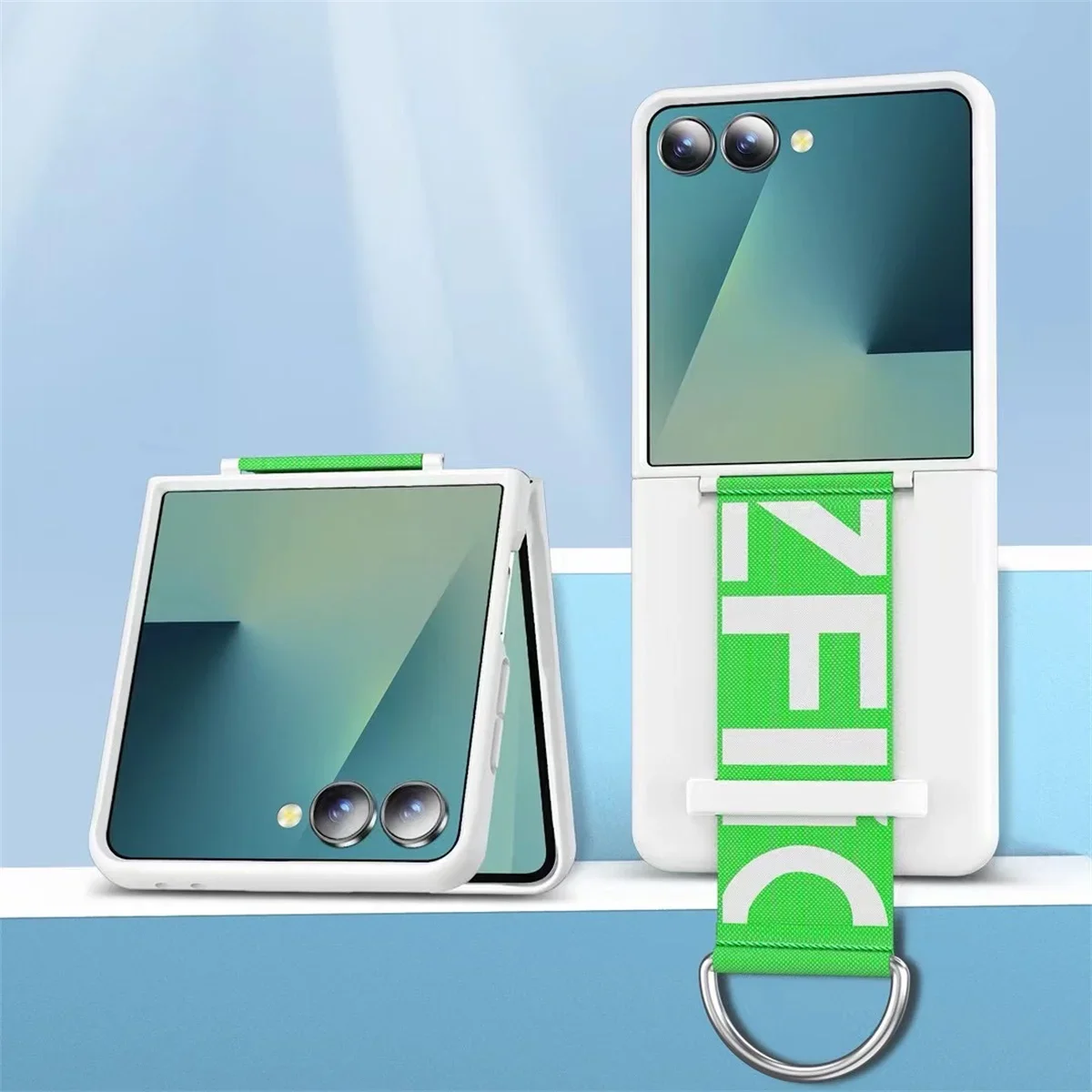 Luxuriöse Matte PC-Handyhülle für Samsung Galaxy Z Flip 8/7/6/5 mit Handschlaufe Ringhalter Handkettenband Cover für ZFlip 7 FE – Detail 24