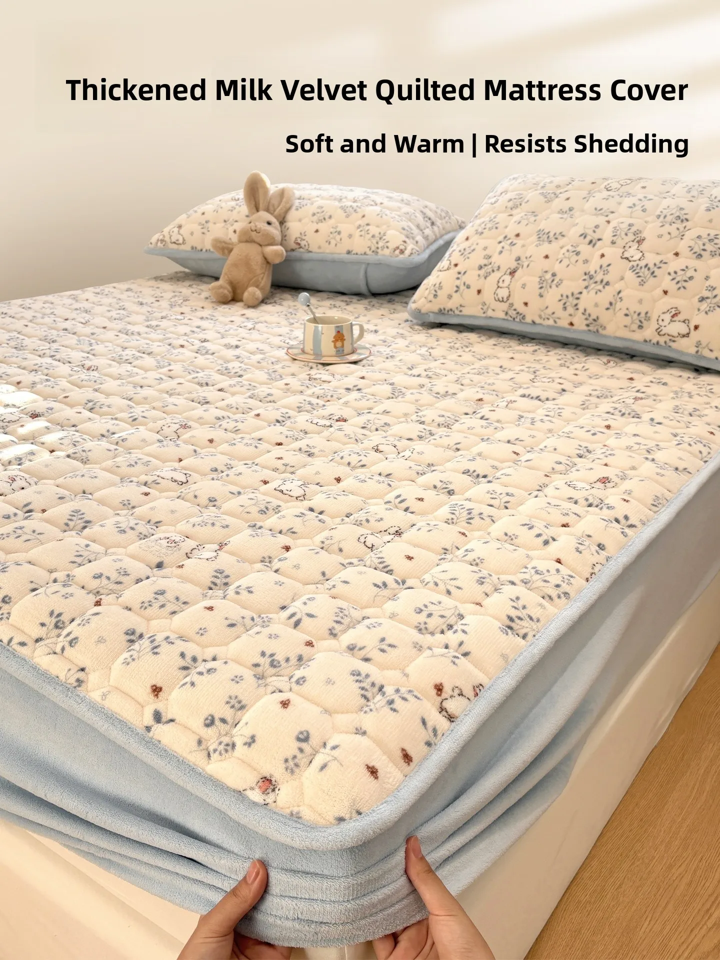 

Утолщенный фланелевый балдахин для кровати, зимний защитный чехол для матраса из молочного вельвета, эластичное покрывало из кораллового флиса на все сезоны