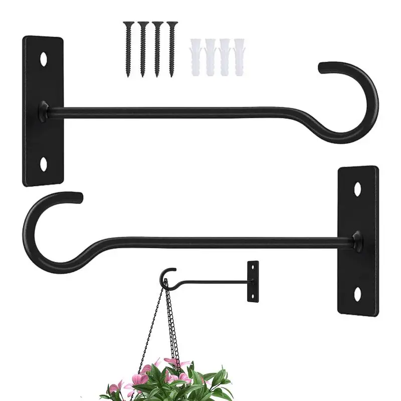 2 Pcs indoor Or Outdoor Hanging Bracket Metal Plant Hanger Decorative Metal Flower Pot Hanger Plant Window Hanger For Home Decor