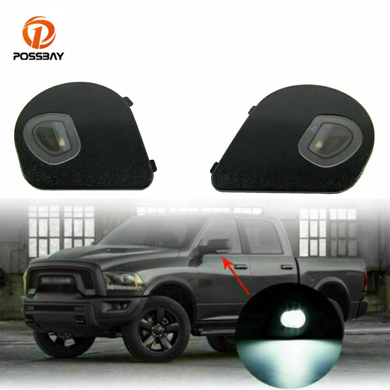 2Pcs Car LED Side Mirror Puddle Light Indicator Lamp 12V 68302825AA 68302824AA for Dodge Ram 1500 2500 3500 4500 5500 2009-2018