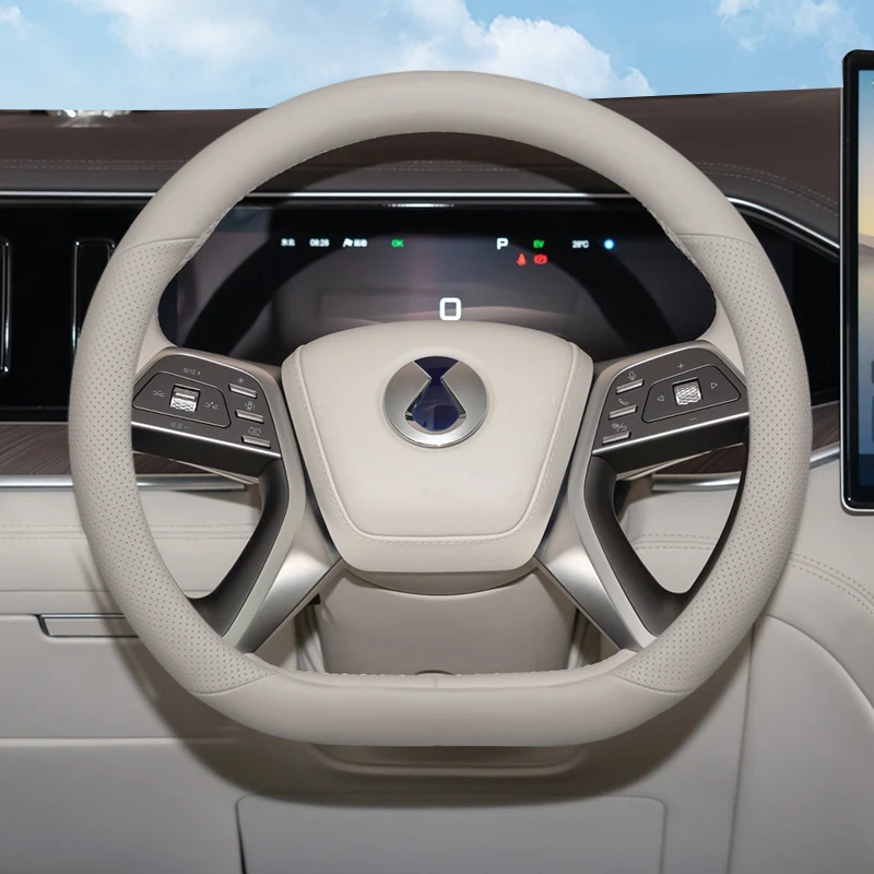 

Nappa Leather Car Anti Slip Breathable Steering Wheel Cover For DENZA N9 2025 High Configuration Edition Auto Accessories