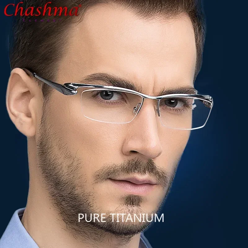 男性用ハーフフレーム老眼鏡近視光学矯正メガネクラシックビジネス高品質新品2024
