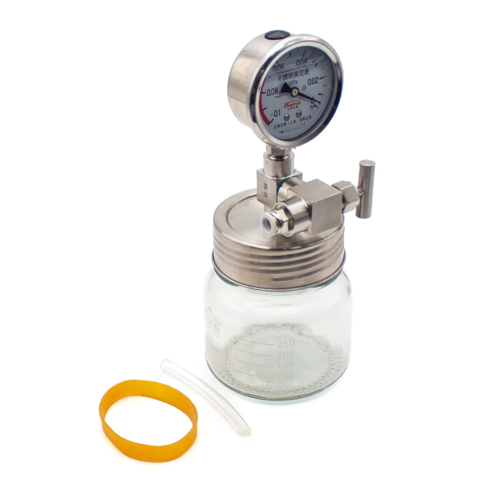 Mini Vacuum Storage Canister with Pressure Gauge, 250ml, for Lab Sample Preservation