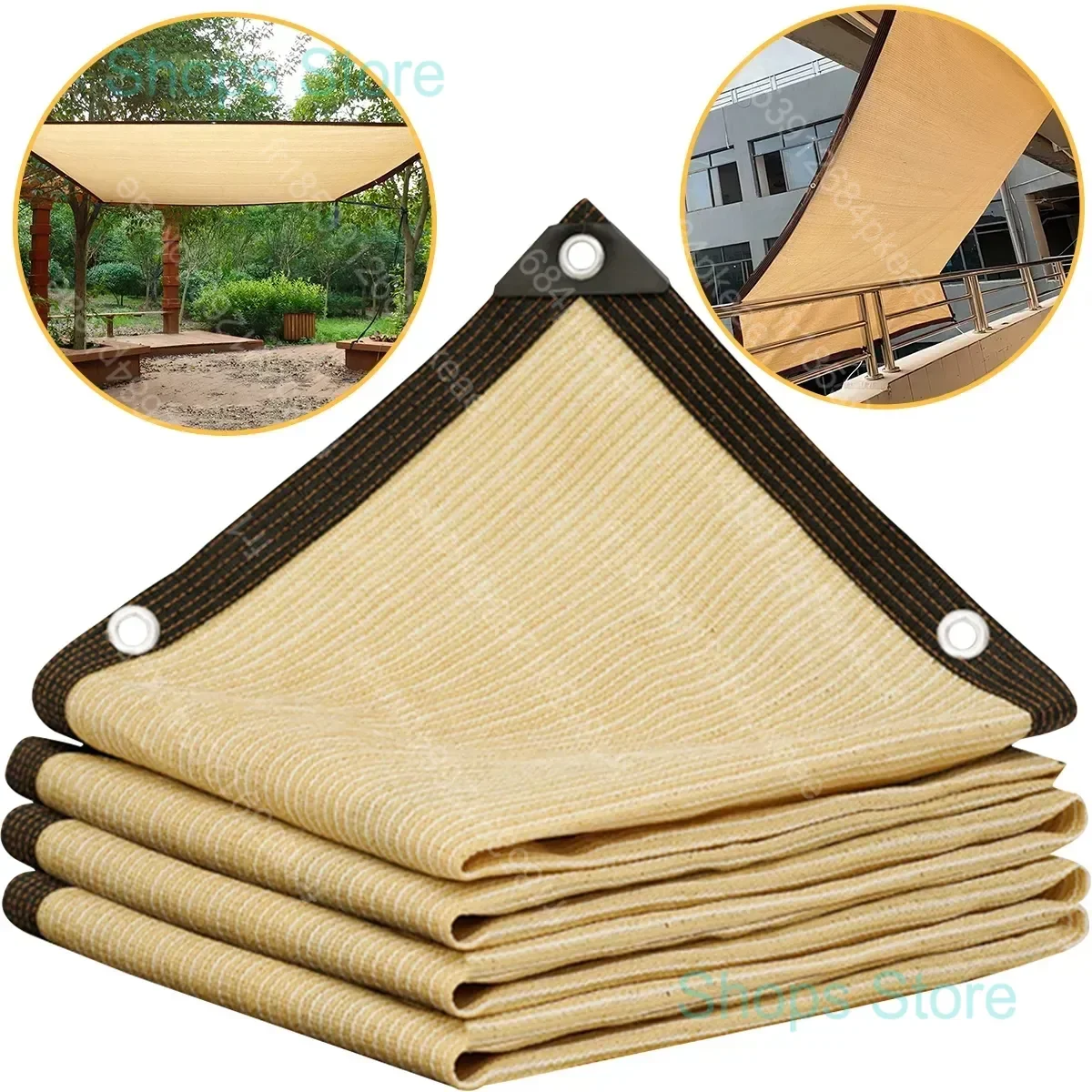Filet d'ombrage anti-UV : Tissu maillé beige de protection solaire pour abri de plantes, ombrage extérieur de jardin et couverture de terrasse