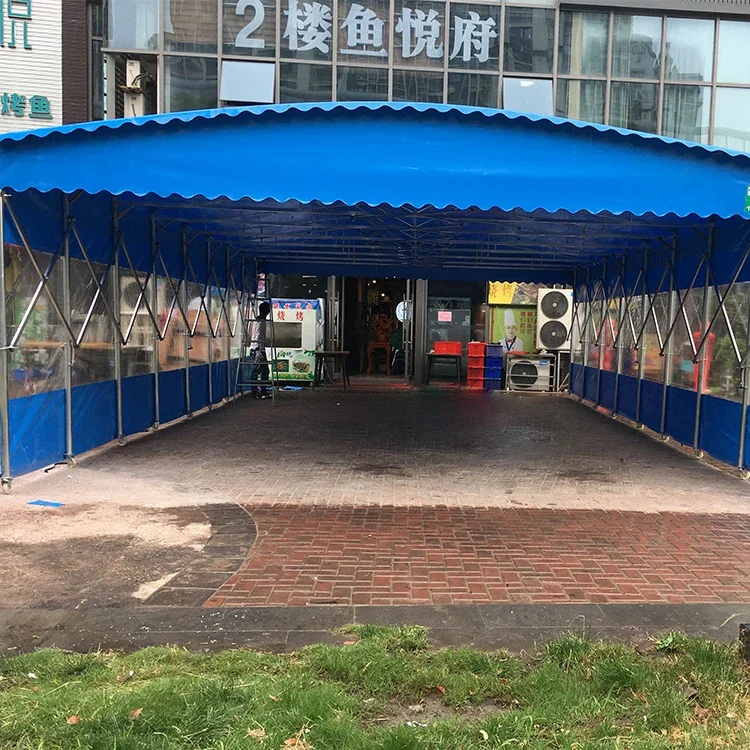 เคลื่อนย้ายได้กรอบโลหะเต็นท์ขนาดใหญ่ที่จอดรถมือถือ Telescopic Canopy เต็นท์บูธสําหรับกลางแจ้ง